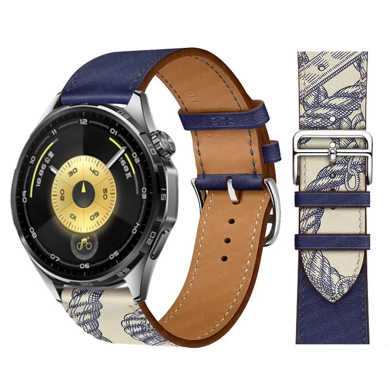 Elegant Leather Wristband Replacement for Smartwatches - 20mm/22mm Strap Bracelet