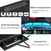 72" Gaming Desk with Power Outlet & Led Strip, Large Wing-Shaped Computer Desk W Monitor Stand 3