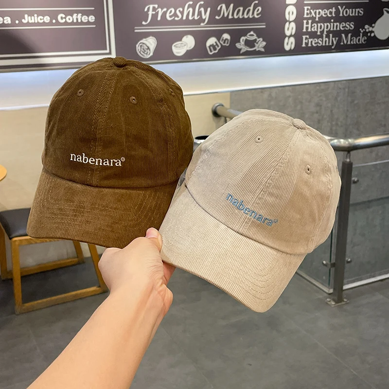 

Corduroy Baseball Cap Women's All-Match Soft Top Deep Hat Bucket Thick Stripe Peaked Cap for Boys and Girls Couple Fashion