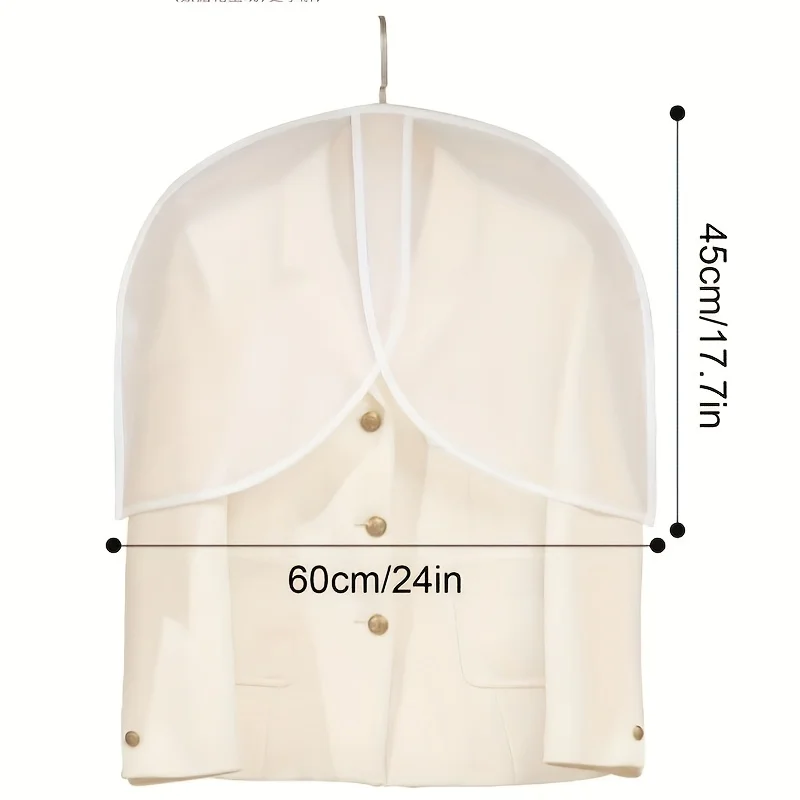 Description Picture 2 of itemWhite PVC Garment Covers Translucent Breathable Suit Dust Covers Shoulder Protectors for Clothes Coats Jackets Wardrobe Storage