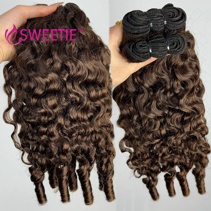 Chocolate Brown Burmese Curly Hair Bundles 12A Highlight Cambodian Curly Human Hair Extensions Vietnamese Remy Hair Bundles 5