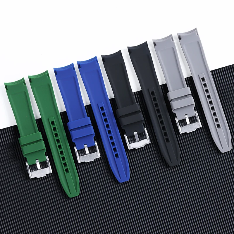Hochfestes Silikon-Uhrenarmband mit gebogenem Ende, 20 22 mm, weiches Armband für Omega für Swatch Planet Moon Uhrenzubehör – Detail 5