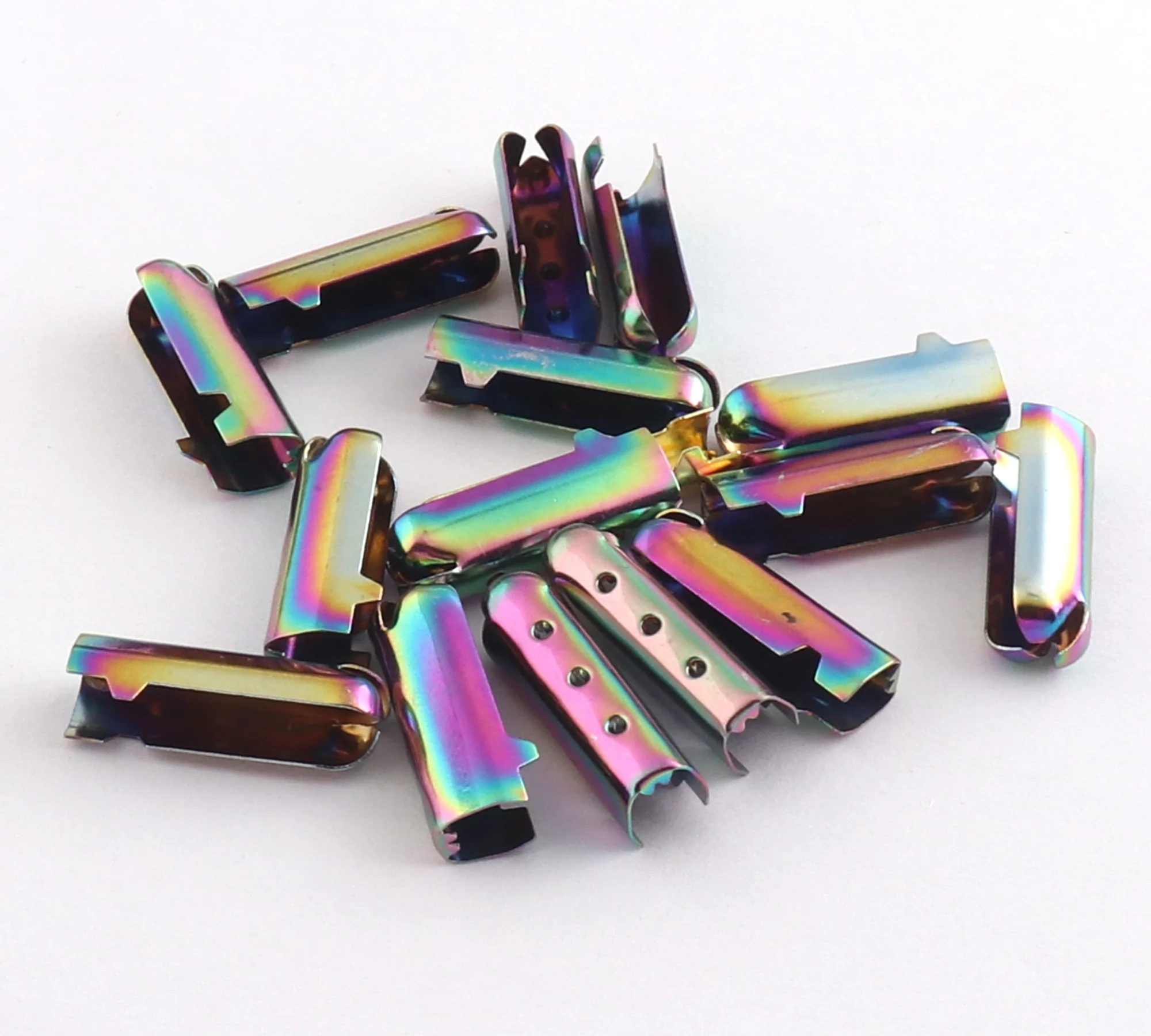 50pcs 레인보우 리본 엔드 클램프 코드 크림프 엔드 크림프 패스너 리본 크림..