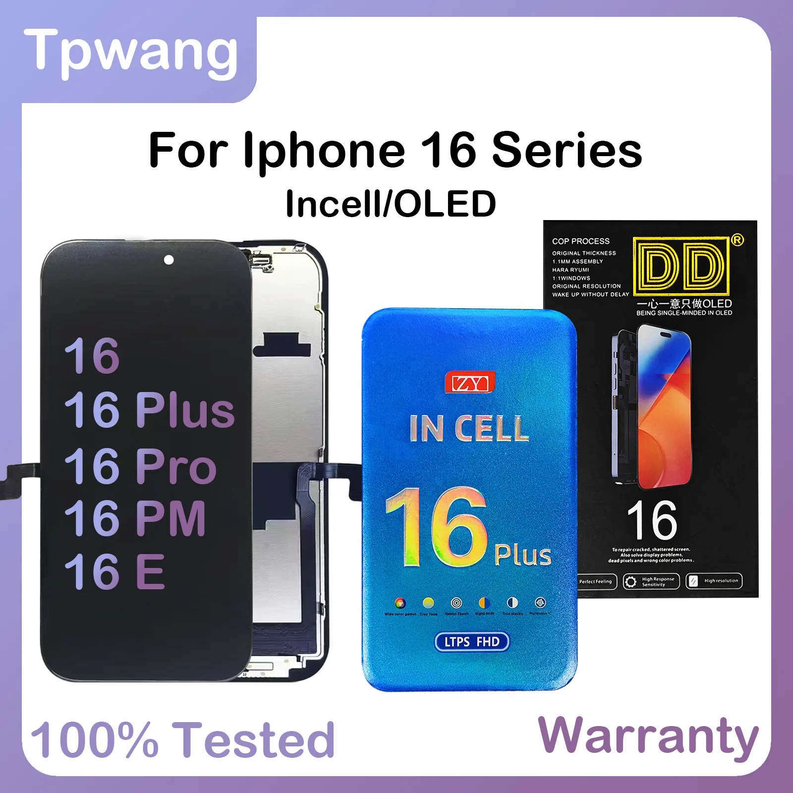 LCD Screen Replacement IPhone 16 Plus Screen Replacement - Incell LCD Display With 3D Touch, Original Size Digitizer Assembly