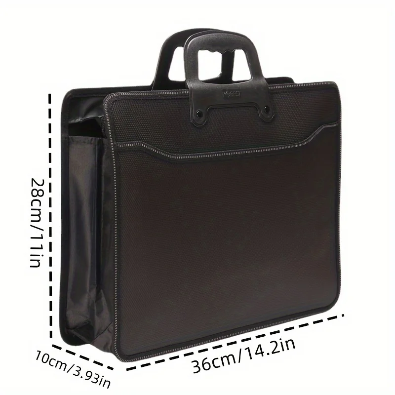 Leather Briefcase File Information Bag Portable A4 File Bag with Multiple Layers for Office, School, Travel