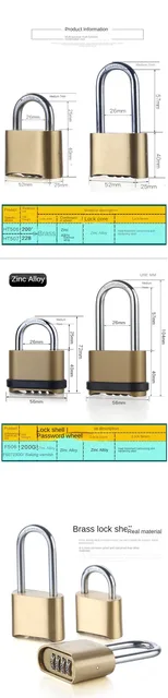 Four-Digit Number Combination Padlock Waterproof Lock For Garage Closet Door Security Safety Lock Code Keyed Anti-thieft Lock 6