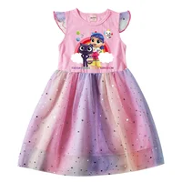 Dessin animé vrai et le royaume arc-en-ciel Costume bébé filles mignon robe d'été enfants fête de mariage habiller enfants princesse robes 6