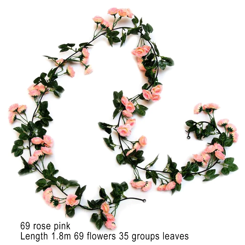 Artificial Flower Garland Fake Rose Vine Artificial Flower Hanging Rose Ivy For Wedding Home Hotel Office Garden Craft Art Decor
