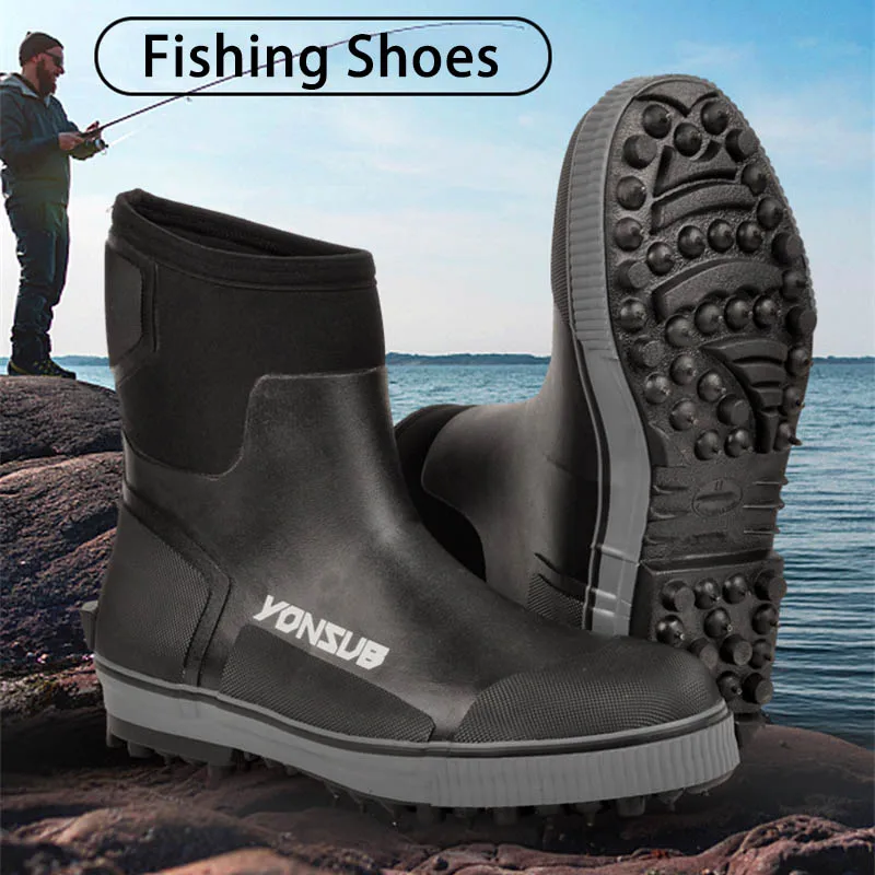 Reef Rock Fishing Shoes, Rubber Spike Sole Anit-slip Upstream Hunting Fishing Boots, Men Women Fly Wading Shoes