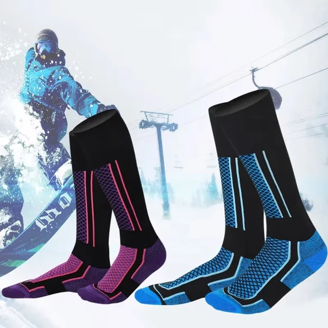 DIZETION 1 Pair Winter Warm Thickening Ski Stockings Hiking Socks For Women Men Children Outdoor Anti-Cold High Sports Stockings 2