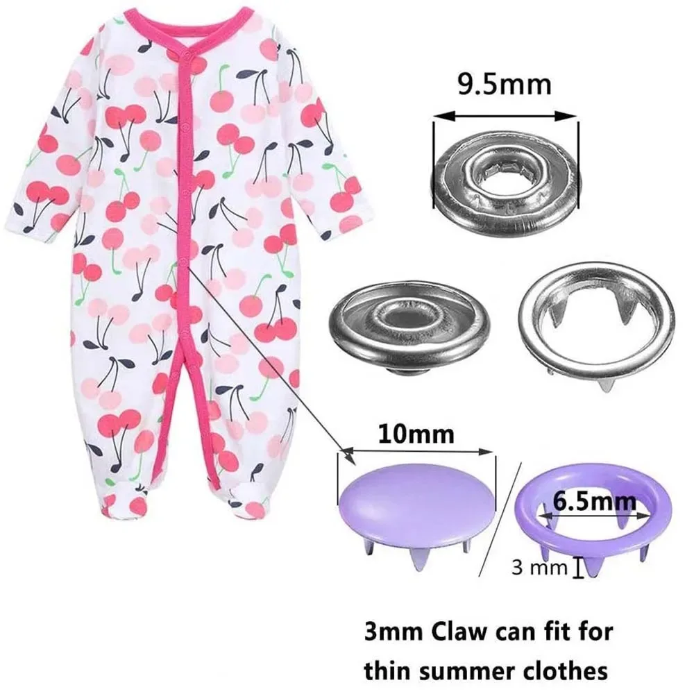 스냅 패스너 키트 금속 스냅 온 버튼 세트, 프레스 스터드, 셔츠 스커트 재킷 청바지 가방 수리 및 장식, 4 개의 고정 도구