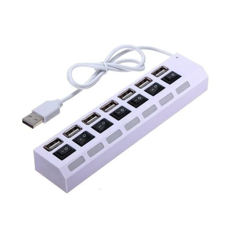 High-Speed 7/4 Port LED USB Hub with Multi-Port Power and ON/OFF Switch