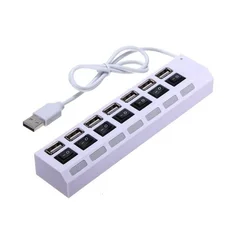 High - Speed 7/4 Port LED USB Hub with Multi - Port Power and ON/OFF Switch (White - 7 ports)