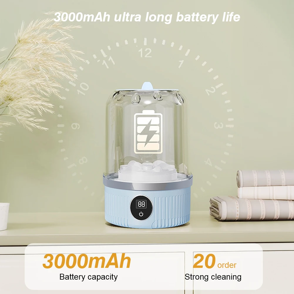 Portable mini washing machine, small laundry washer, clothing cleaning tool, automatic drying washing bucket for home.