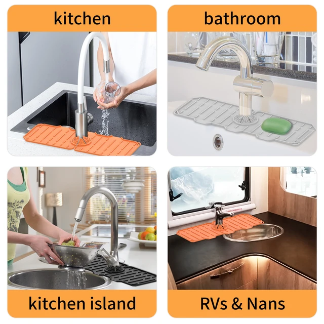Kitchen Silicone Faucet Absorbent Mat Sink Splash Catcher Countertop  Protector Mat Draining Pad for Bathroom Kitchen Gadgets - AliExpress