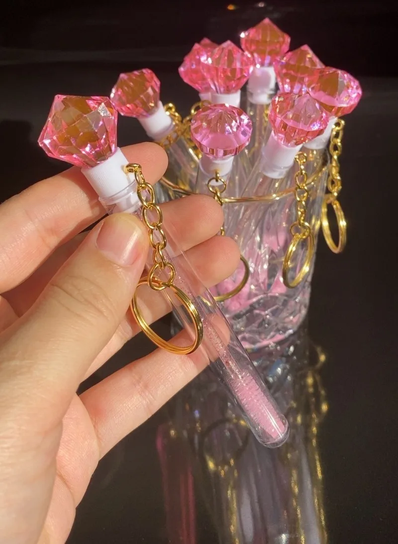 10개 빅 다이아몬드 래쉬 브러쉬 일회용 속눈썹 브러쉬 스풀리 마스카라 완드 인 튜브 Wity Keyring