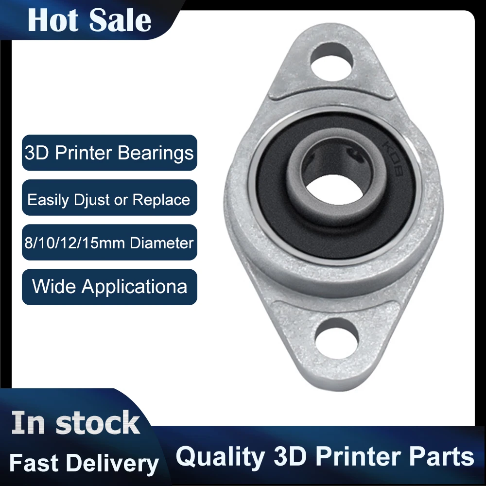 Brand New 8/10/12/15mm Bore Diameter Zinc Alloy Pillow Block Flange Bearing Kfl Series 3D Printer Accessories