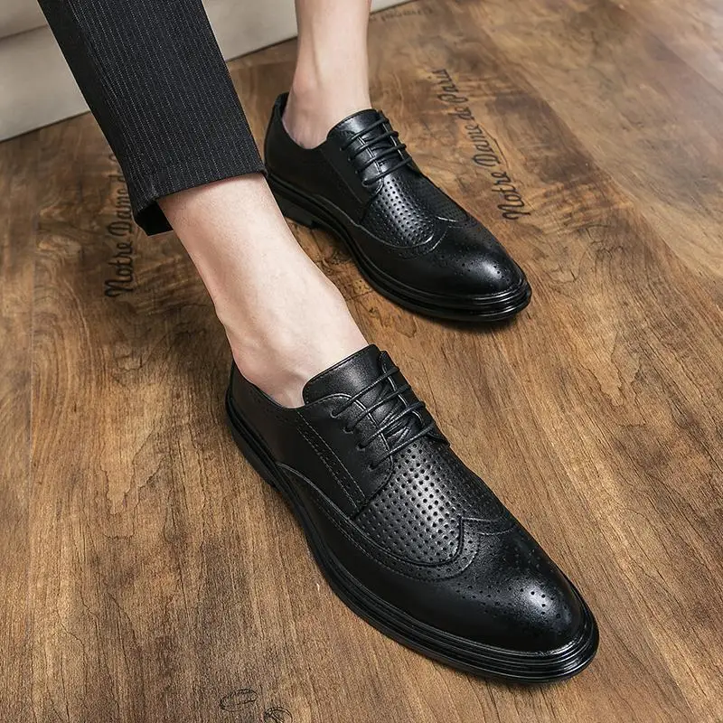 

Doudou Leather Shoes Men's Black Summer Trendy All-Match Casual British Business Formal Men's Shoes 2023 New Fashion Shoes