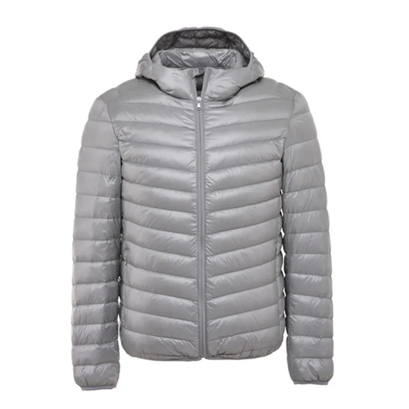 Down Jacket Mens Jacket New Fashion Boutique Solid Color Warm Mens Casual Hooded White Duck Down Jacket Thin and Light Men's Down Coats
