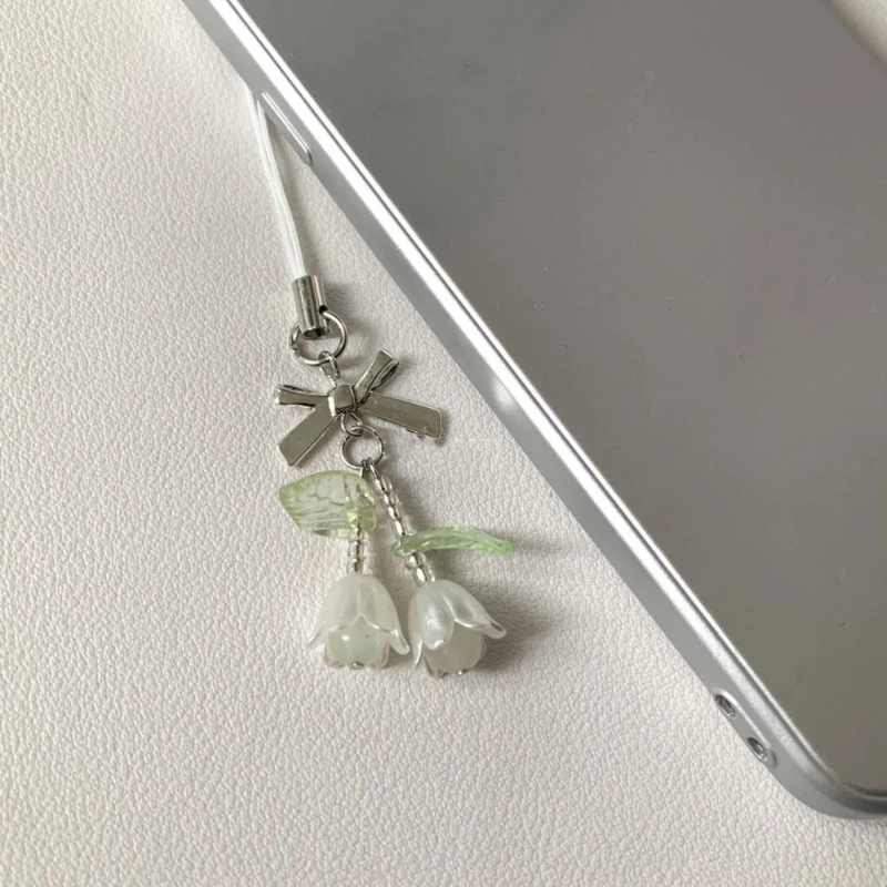 Crystal Bead Star & Flower Charm Keychain Accessory