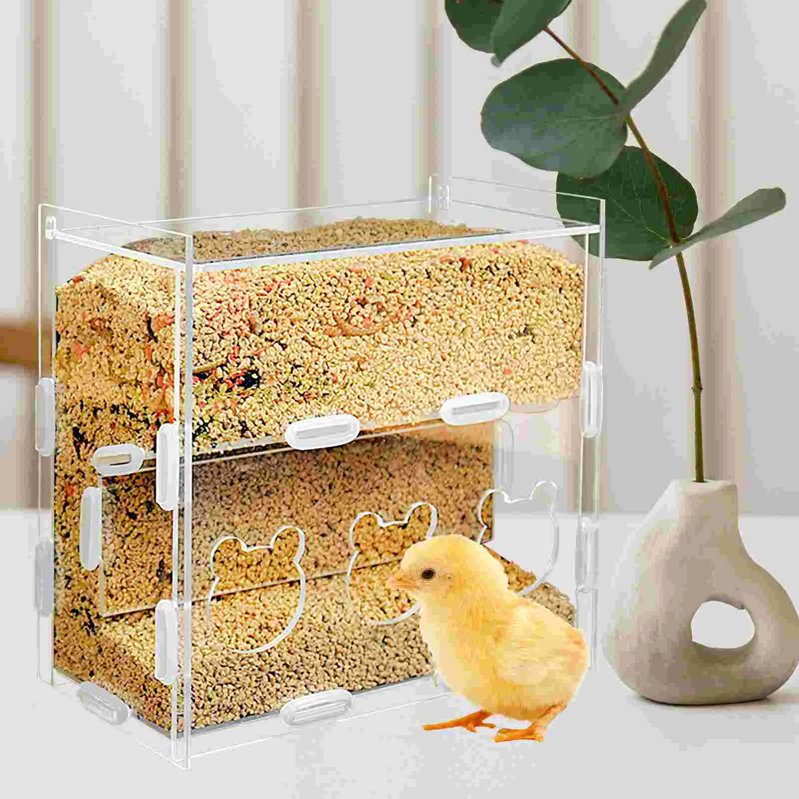 

Rutin Chicken Feeding Bowl Chicken Automatic Feeder Box Multi-Use Transparent Acrylic Parrot Feeder Farmhouse Feeder 15X15X8cm