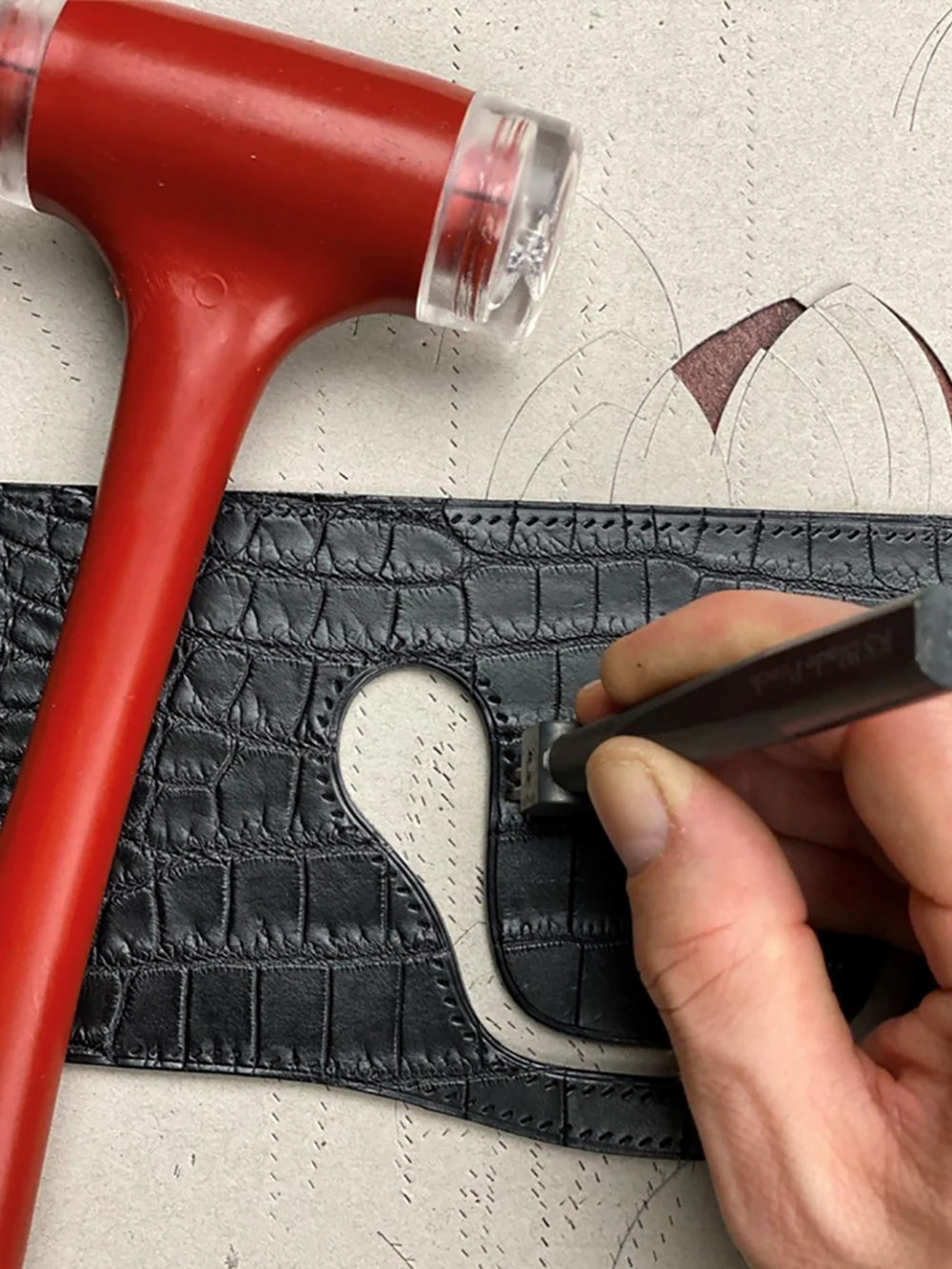 비반동 고무 망치 DIY 공예 335G 작은 빨간 망치 Leathercraft 도구