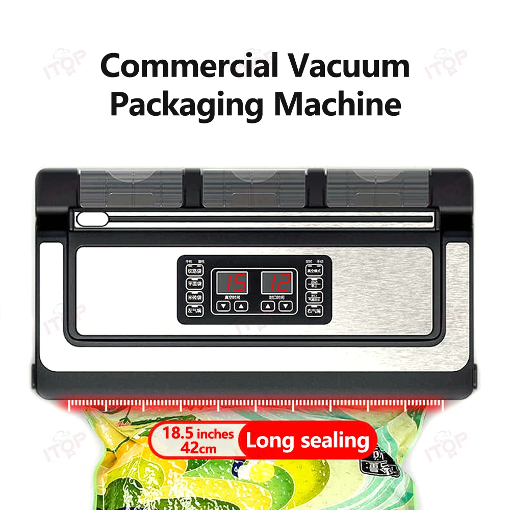 42cm Long Sealing Commercial Machine 24-hour Continuous Work Bag Vacuum Sealing Machine Inflation Function 3 Pumps -90KPA