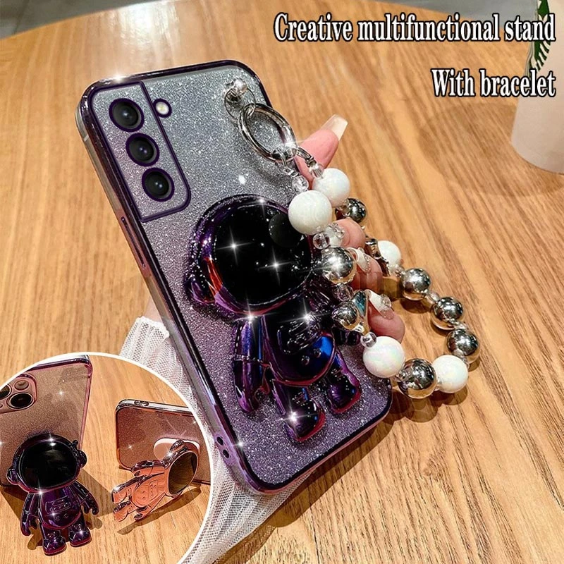 Custodia Per Telefono Con Placcatura Creativa Astronauta Per Samsung Galaxy S21 S21 Plus S21Fe S21 Ultra S23 S23 Plus S24 S22 S22 Plus Cover