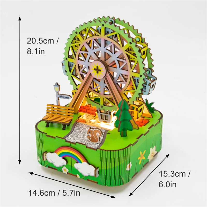 회전목마 오르골 미니어처 모델 키트 직소 퍼즐 선물 홈 데코 DIY 3D