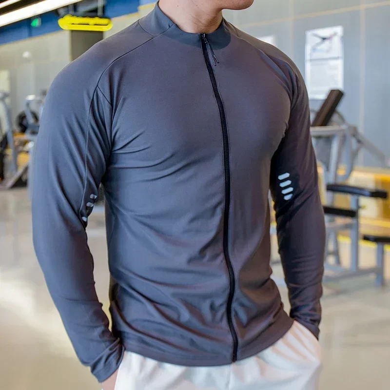 Men Sports Tights Gym Muscle Tights Ice Silk Breathable Running Training Clothes Autumn and Winter Quick Dry Outdoor Cycling Sportswear