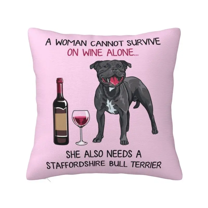Stafter Bull Terrier E Wine Funny Dog Luxury Throw Pillow Covers Decorazione Pet Puppy Lover Cushion