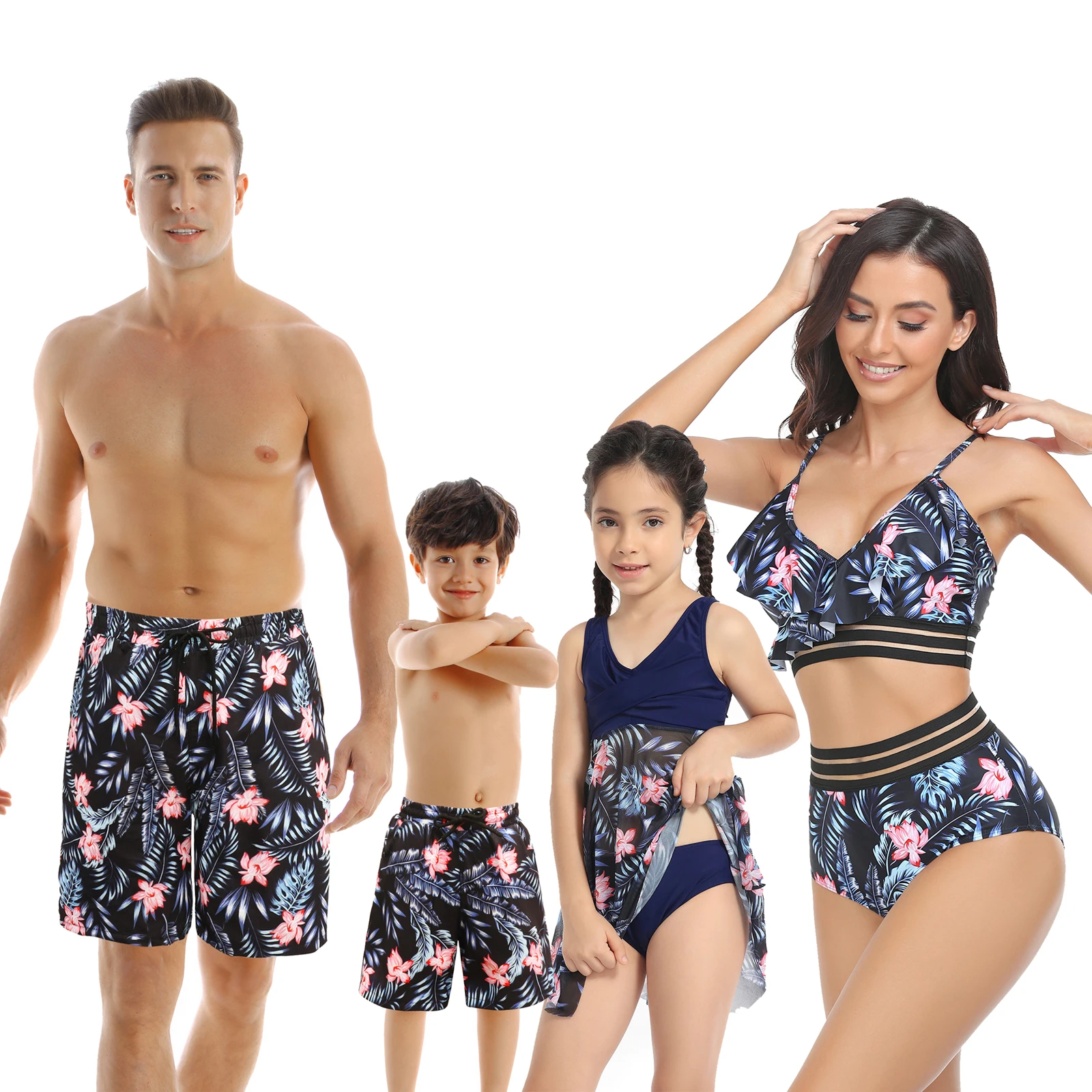 Big Size Family Matching Swimwear Floral Mother Daughter Father Son Shorts  Trunks Swimsuit Girls Swimming Bathing Suit Beachwear - Family Matching  Outfits - AliExpress