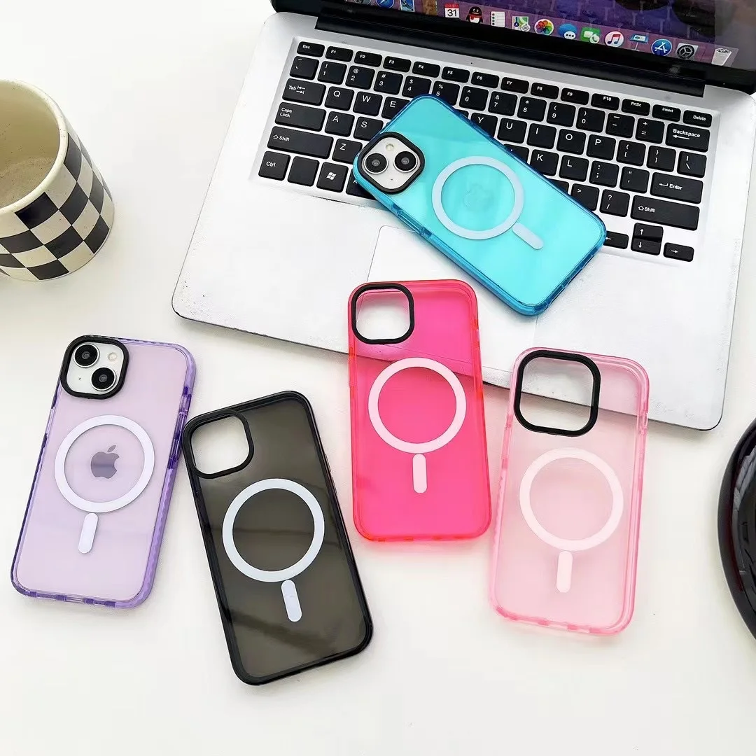 

Stylish Two-color Airbag Drop Proof Phone Case For iPhone 15Plus 14 13 12 Promax 11 Magnetic Wireless Charging Protective Cover