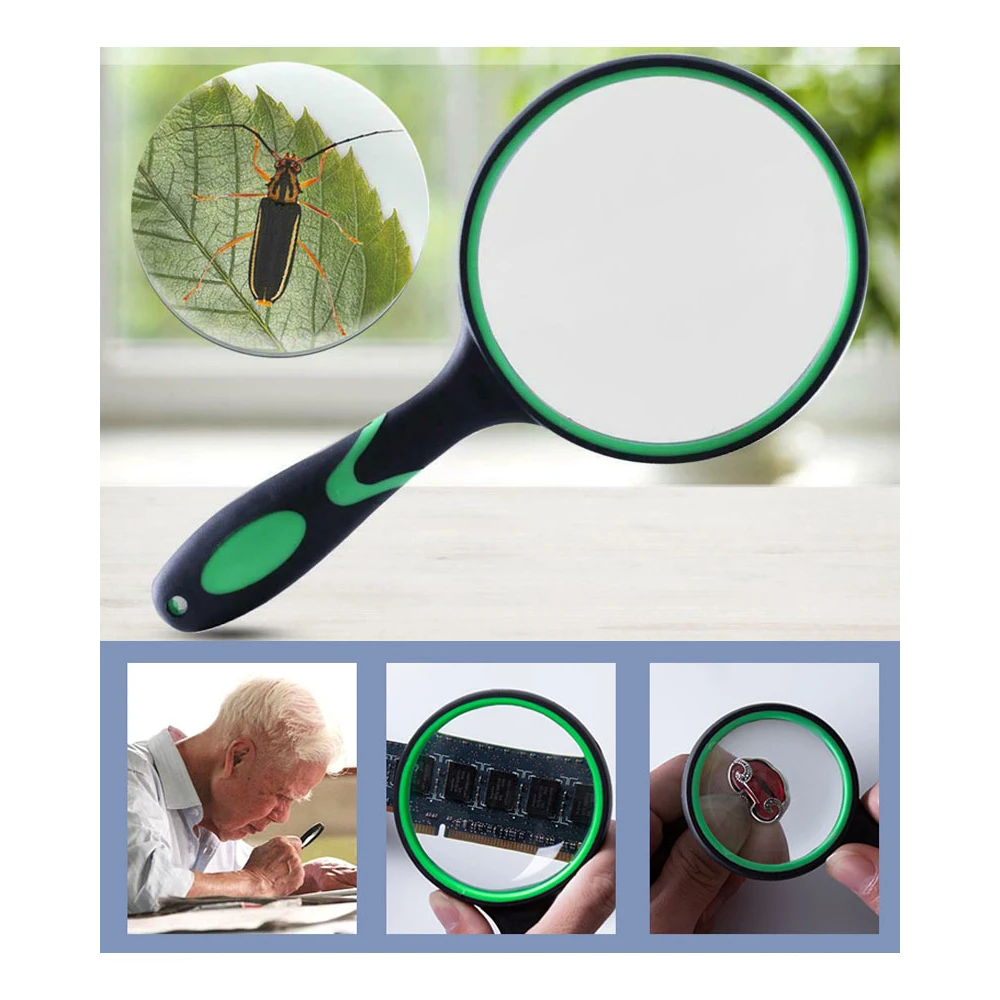 75mm 10X Magnifying Glass Handheld Reading Magnifier Large Lens with  Non-Slip Soft Handle for Seniors Book Newspaper 10pcs/lot - AliExpress
