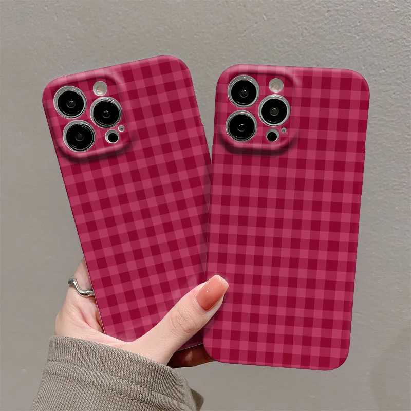 Red Grid Pattern Cover - Stylish Protective Phone Case