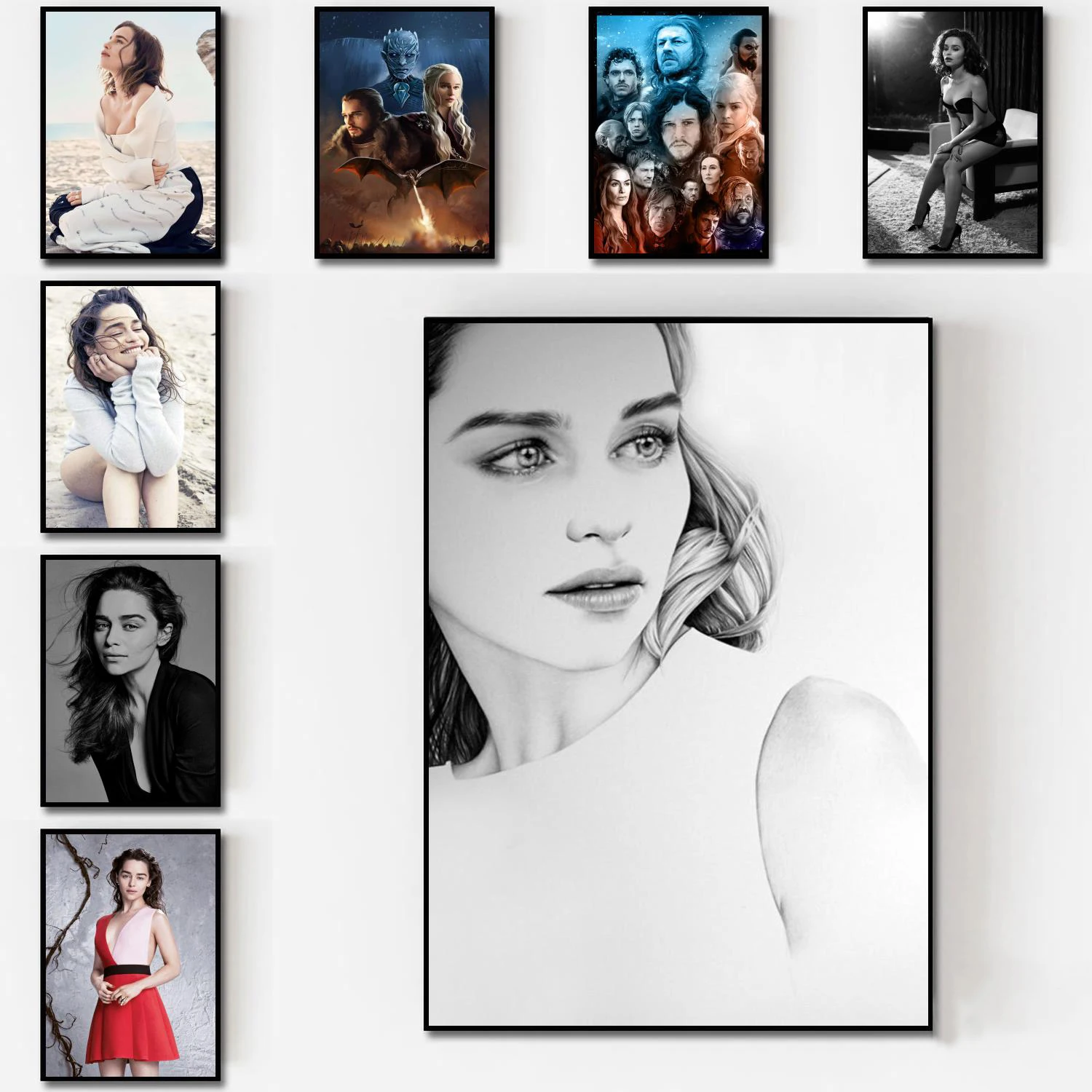 Movie Character Art Poster Emilia Clark Poster and Wall Poster Painting Canvas Bedroom Large home decor Art Picture canvas wall