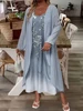 Plus Size 2025 Spring and Autumn New Fashion Elegant lace chiffon dress two-piece polyester material Elegant