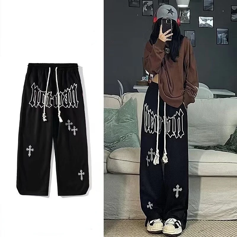 Y2k Pants Men Loose Wide leg Sweatpants Male Streetwear