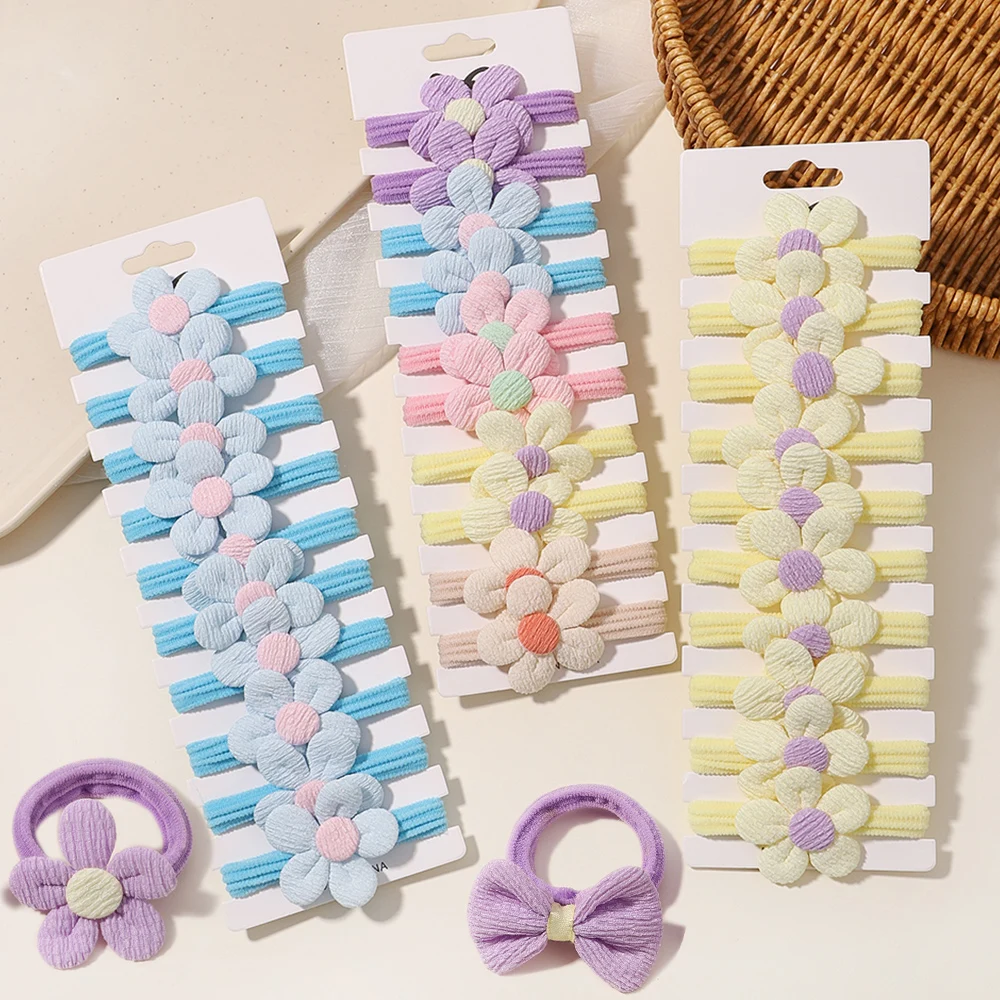 10pcs Cute Girls Nylon Flower Hair Ties Candy Elastic Bow Hair Bands Pigtails Hair Rope Rubber Hair Gum Scrunchies Accessories 10pcs plastic nylon grass trimmer line spiral brush cutting rope mower head part garden power equipment part for bosch afs 23 37