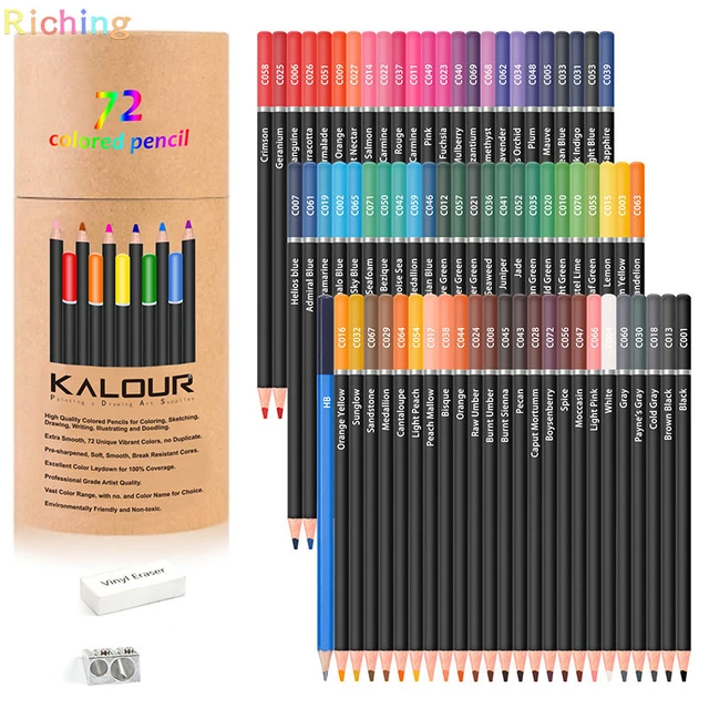 KALOUR Colored Pencils for Adult Coloring Book,Set of 72 Colors, with 1  Ketch Pencils,1 Eraser,1 Sharpener, 1 Eco-friendly Tube. - AliExpress