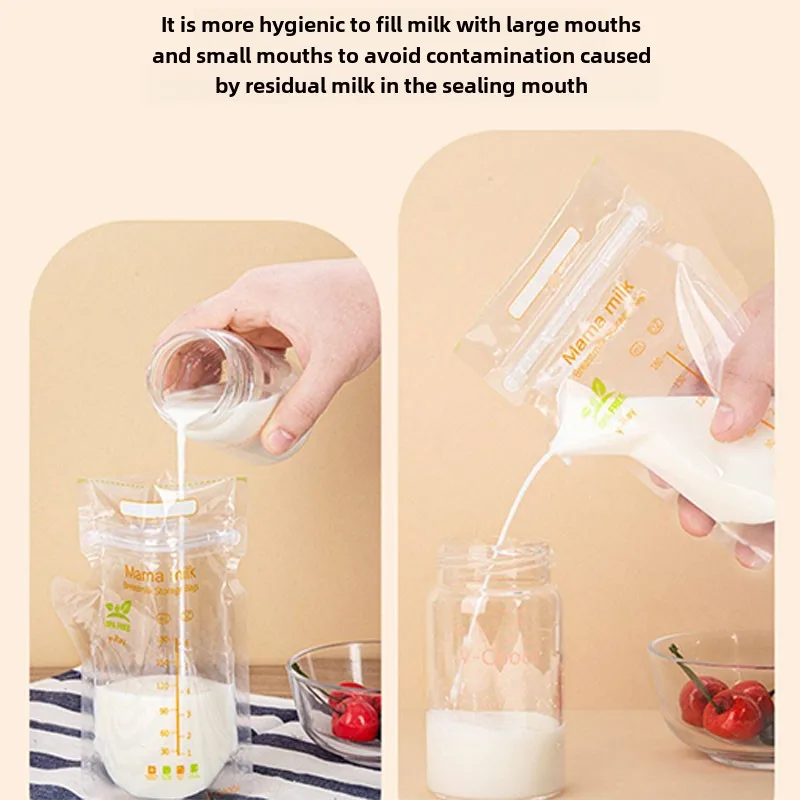 Breastmilk Storage Bag 250ml Self Standing 30/100pcs Baby Food Storage Containers No Leak Milk Freezer Bags Safe Feed BPA Free baby food storage containers,breastmilk storage bags