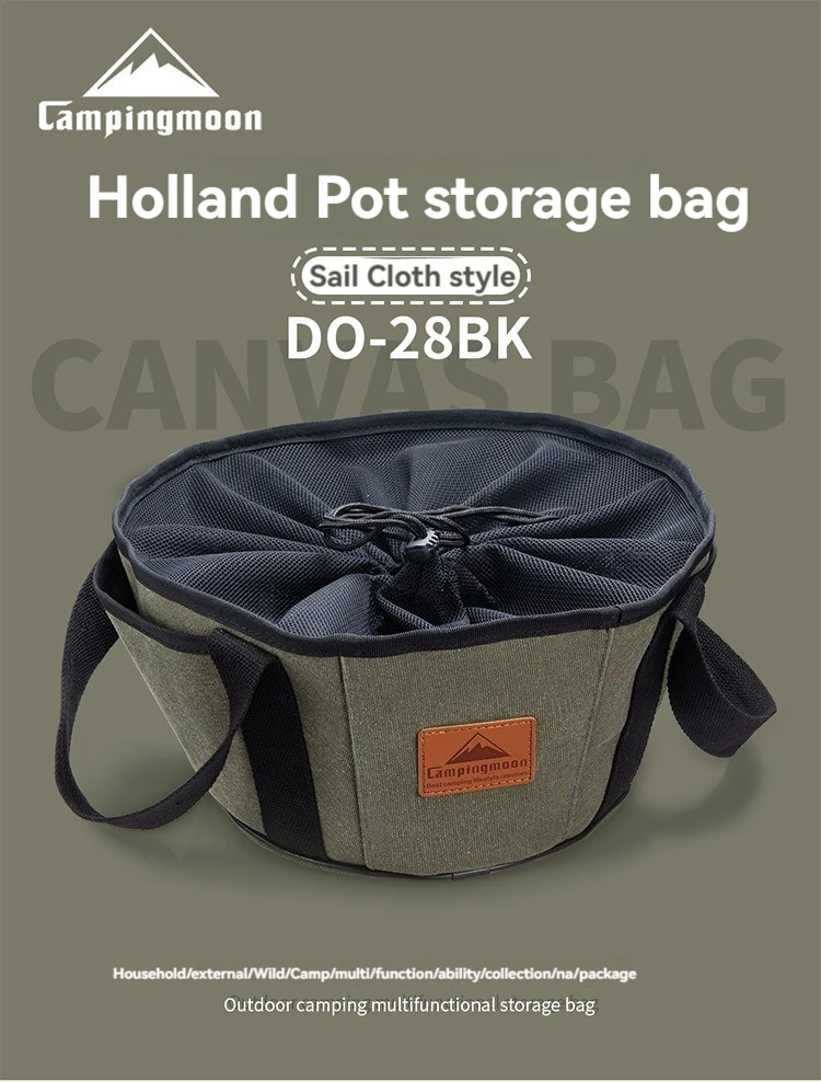 CAMPINGMOON Outdoor Camping Grill Kochgeschirr Organisation Einkaufstasche Aufbewahrungstasche, holländische Topf Aufbewahrung dicke Canvas-Tasche – Detail 1