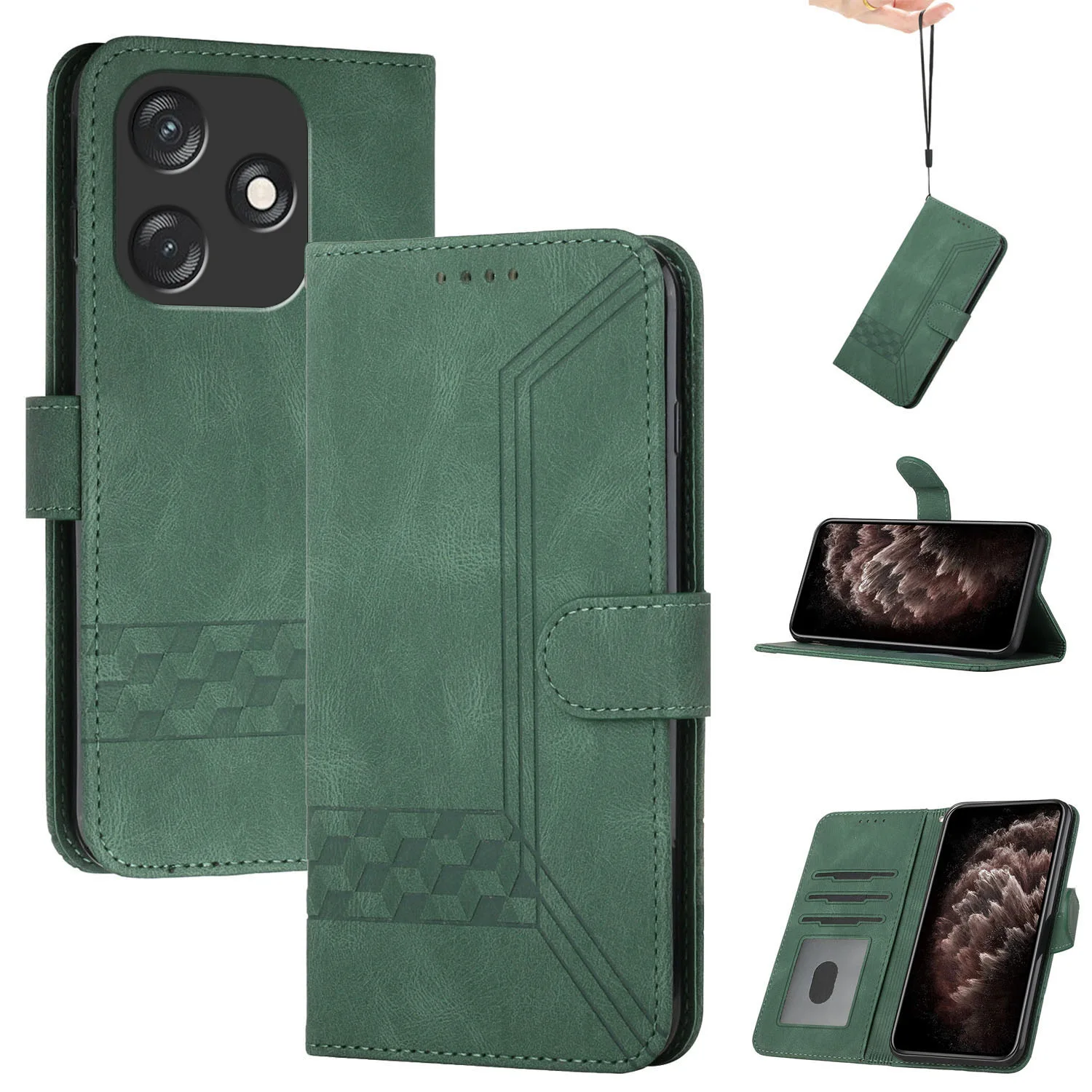 Leather Wallet Phone Case with 3 Card Slots and Handbag Book Flip Cover