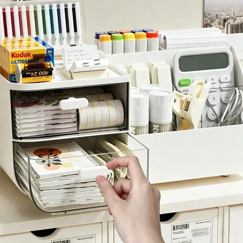 Organizer da scrivania a cassetto, contenitore multi-scomparto per cosmetici e cancelleria, scaffale organizer per ufficio, studio e camera da letto - immagine 5