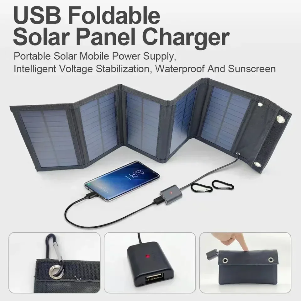 Portable Solar Panel Foldable Solar Panels Charger USB 5V DC Full Time Power Solar Panel Mobile Power Supply High Power
