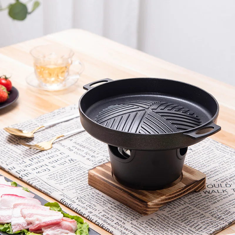 large BBQ Grill Japanese Charcoal Hibachi Stove Grilling Korean Table Iron  Cast Barbecue Pan Indoor Plate Teppanyaki Serving - AliExpress