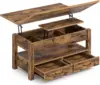 Coffee Table Lift Top, Multi-Function Convertible Drawers and Hidden ,  Dining Table for Living Room, Home Office, Rustic Brown 1