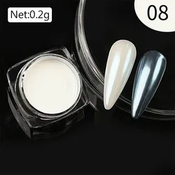 Aurora Nail Powder: White Chrome Pigment with Pearl Mirror Effect (Aurora - A008)