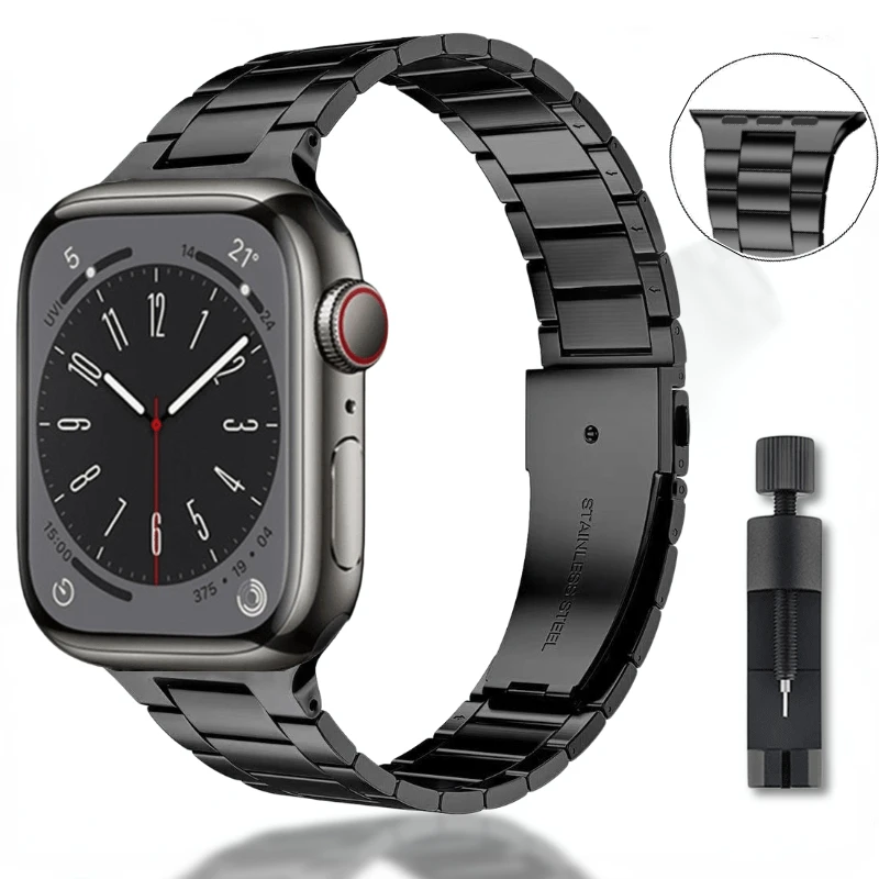

Металлический ремешок для Apple watch 8 7 45 мм 41 мм Ultra 49 мм, тонкий браслет из нержавеющей стали для iwatch band 44 мм 40 мм 42 мм 6 5 4 3 2 SE