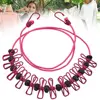 PP Cloth Outdoor Clothesline Iron Wire Adjustable Camping Clothesline Retractable With 12 Clothespins 1